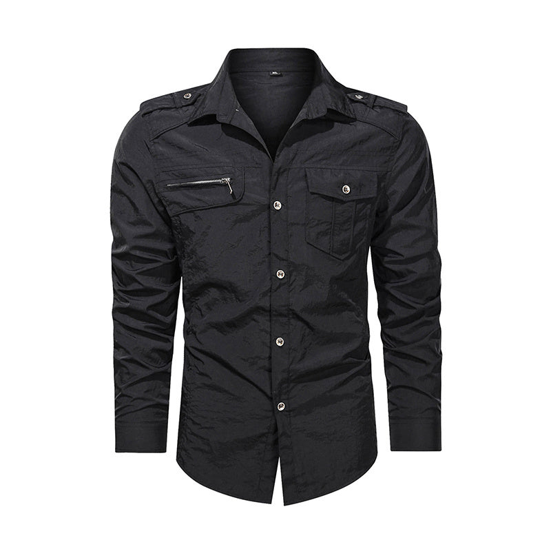Men Shirt Outwear Military Thin Long Sleeve Shirts Quick-dry Solid Casual Fit Men Shirt